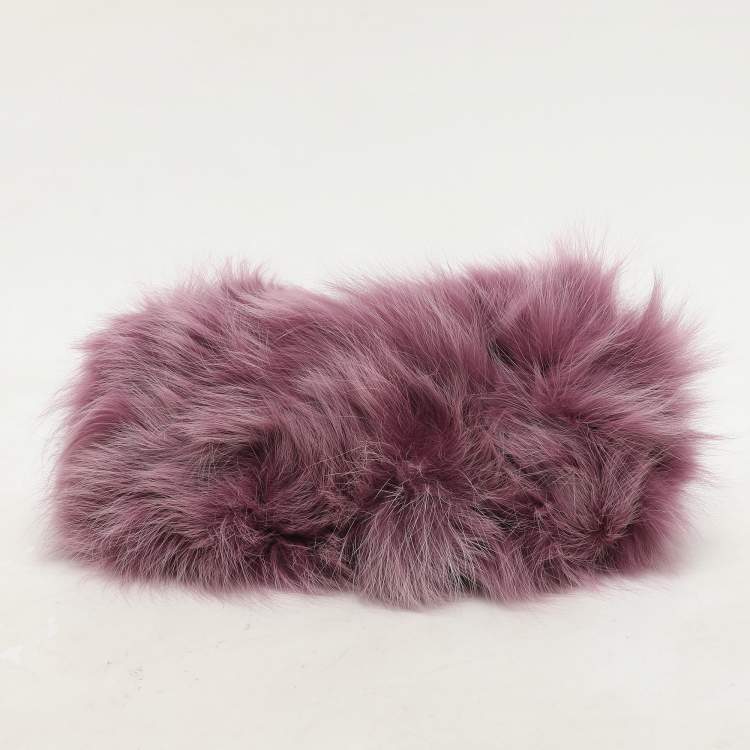 Pre Owned Fendi Purple For Fur and Leather Small First Clutch