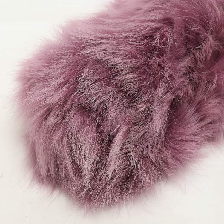 Pre Owned Fendi Purple For Fur and Leather Small First Clutch