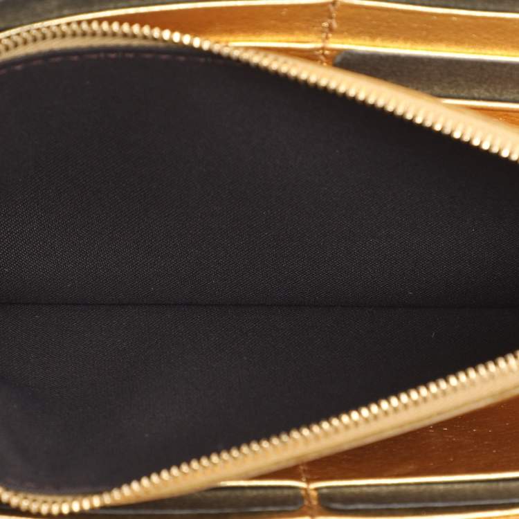 Pre Owned Fendi Gold Zucca Embossed Leather FF Flap Continental Wallet