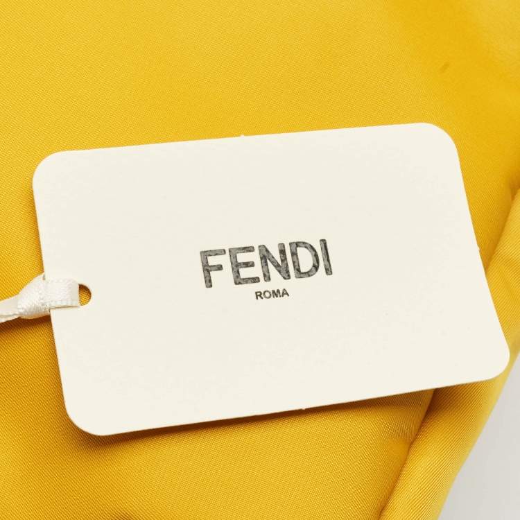 Pre Owned Fendi Yellow Nylon Medium Baguette Messenger Bag