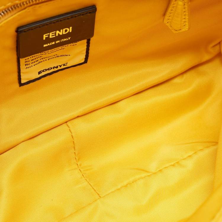 Pre Owned Fendi Yellow Nylon Medium Baguette Messenger Bag