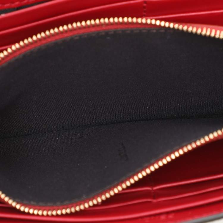 Pre Owned Fendi Red/Brown Zucca Leather F is Fendi Continental Wallet
