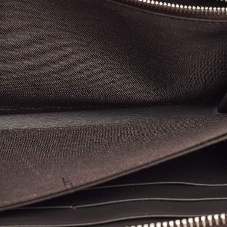 Pre Owned Fendi Brown Leather Logo Embossed Zip Around Wallet