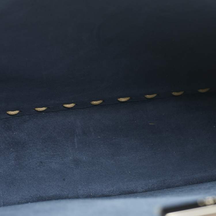 مملوكة مسبقًا Fendi Blue/Off White Selleria Leather and Canvas Medium Astrology Peekaboo ISeeU Top Handle Bag