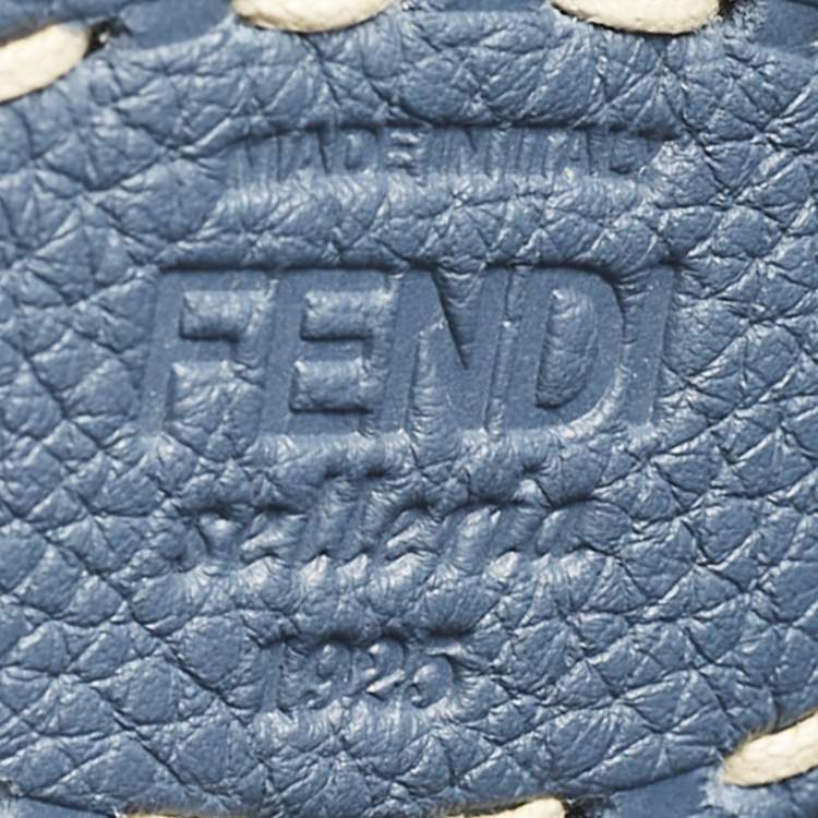 مملوكة مسبقًا Fendi Blue/Off White Selleria Leather and Canvas Medium Astrology Peekaboo ISeeU Top Handle Bag