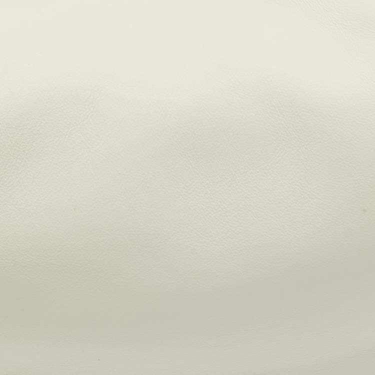 Pre Owned Fendi White Leather Medium Fendigraphy Hobo