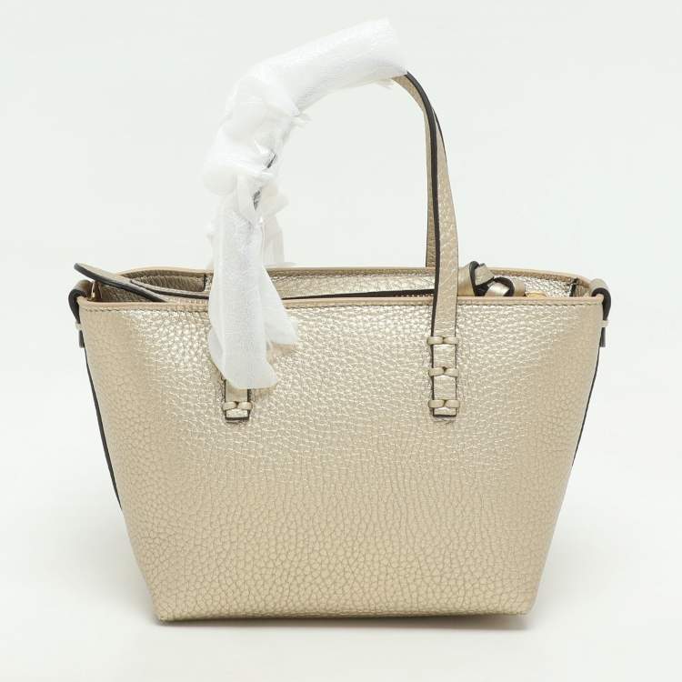 Pre Owned Fendi Gold Leather Selleria Mini Roll Tote