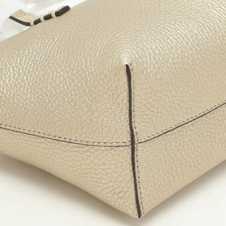 Pre Owned Fendi Gold Leather Selleria Mini Roll Tote