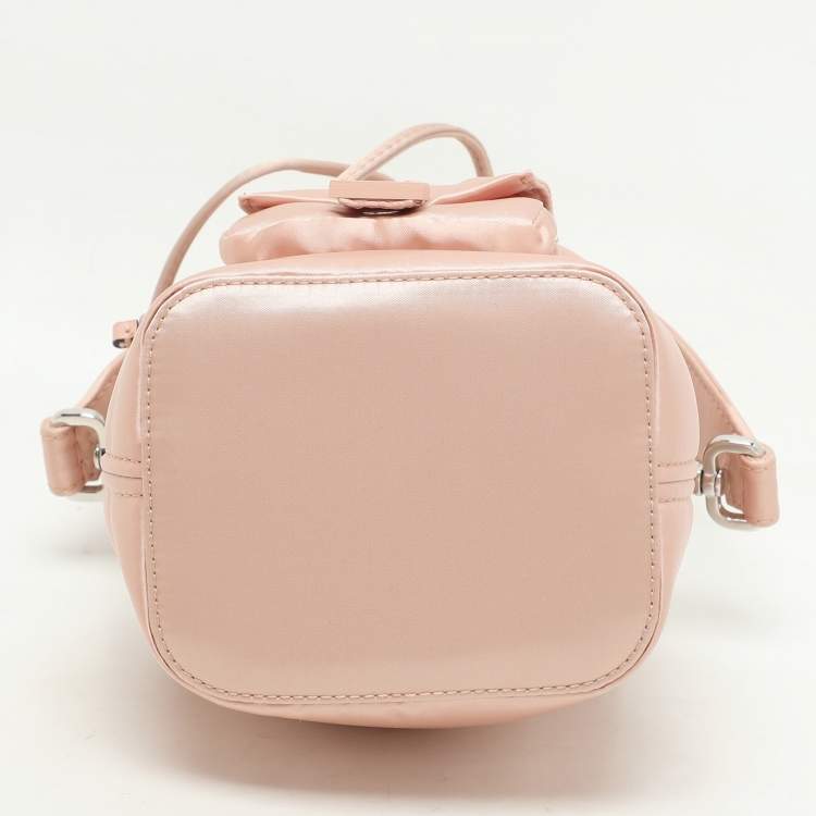 Pre Owned Fendi Baby Pink Nylon Mini Mon Tresor Bucket Bag
