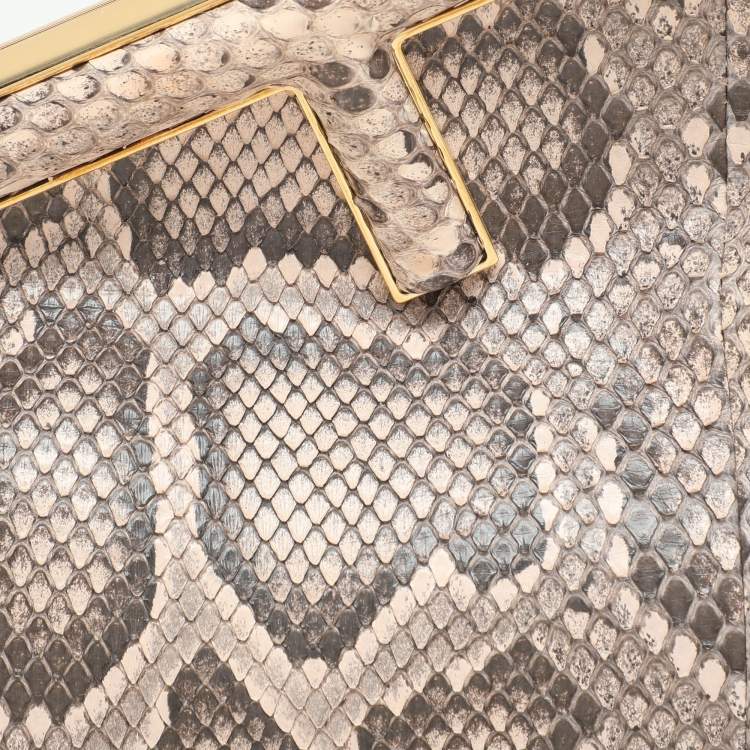 Pre Owned Fendi Pink/Brown Python and Leather Small First Clutch