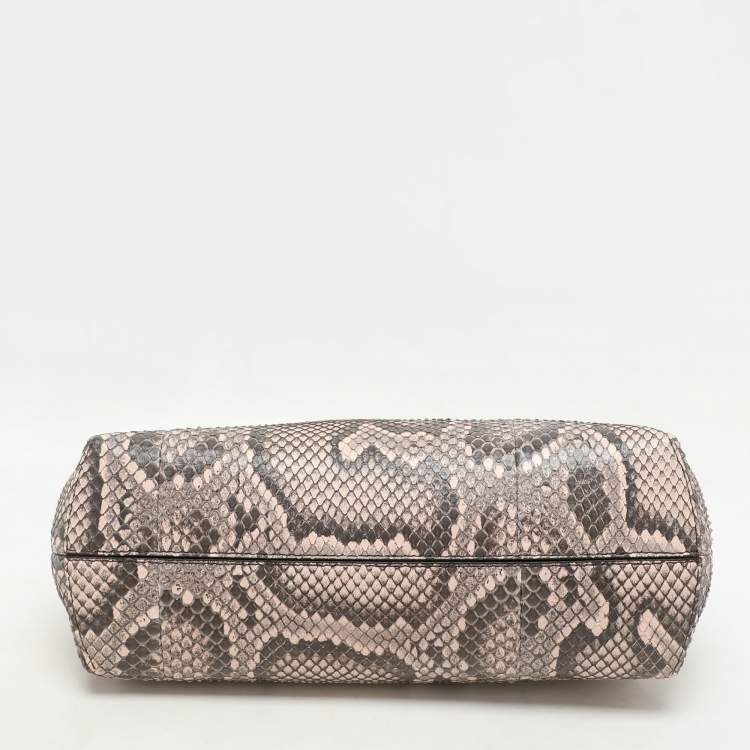 Pre Owned Fendi Pink/Brown Python and Leather Small First Clutch