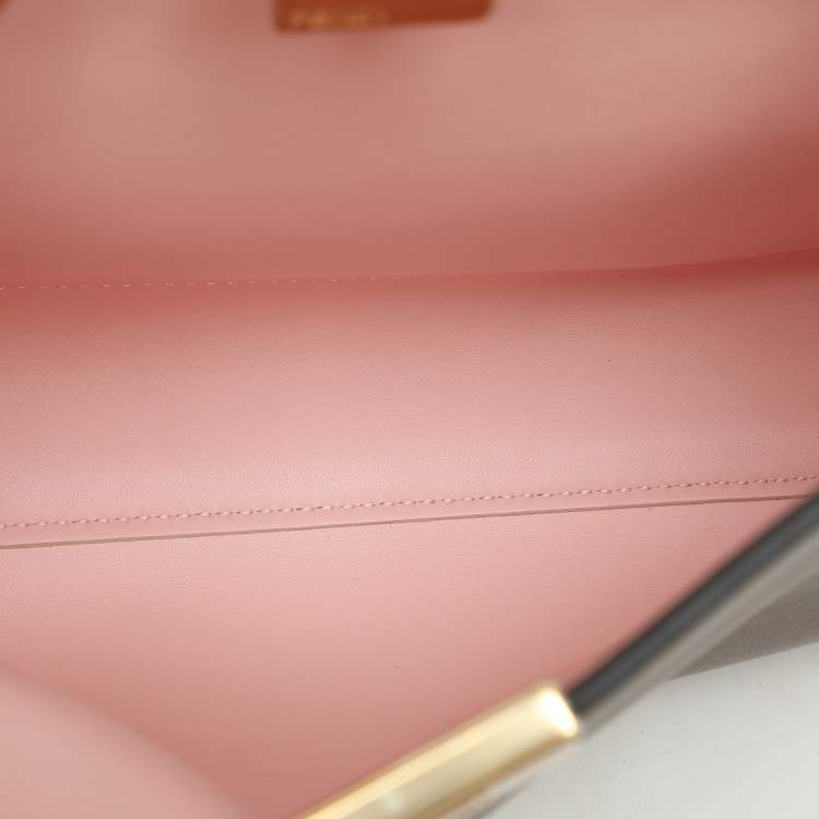Pre Owned Fendi Etoupe Leather Small Peekaboo ISeeU Top Handle Bag