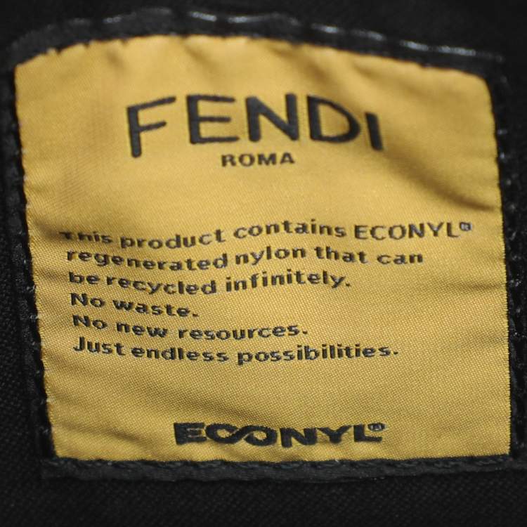 Pre Owned Fendi Khaki Green Nylon Small Peekaboo ISeeU Bag