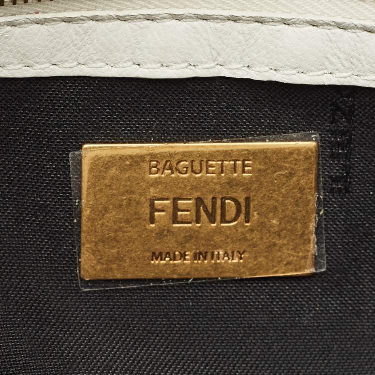Pre Owned Fendi x Joshua Vides White/Black Leather Medium California Sky Baguette Bag