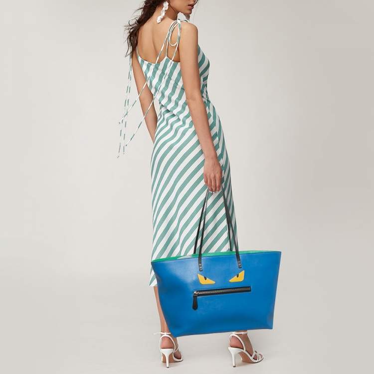 Pre Owned Fendi Tri Color Leather Monster Roll Tote