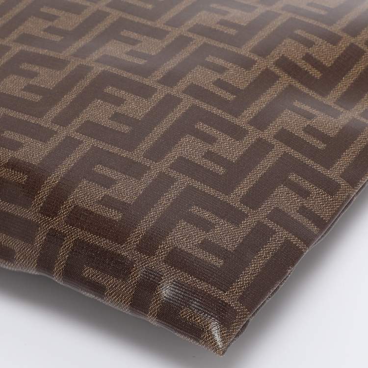 Pre Owned Fendi Brown Coated Canvas FFreedom Flat Pouch Bag