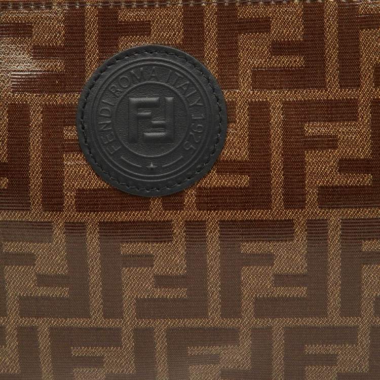 Pre Owned Fendi Brown Zucca Coated Canvas FFreedom Flat Pouch