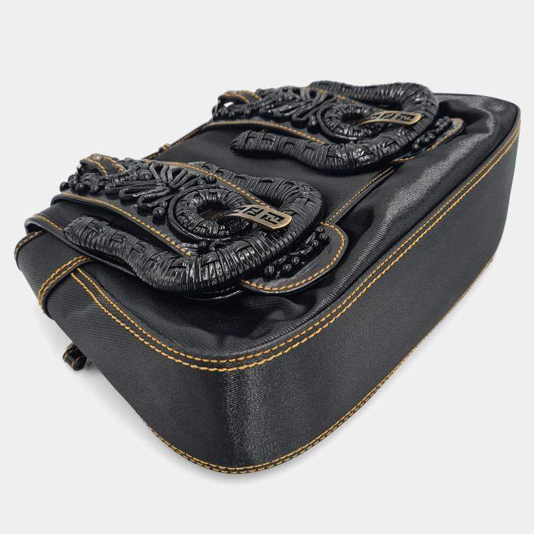 Pre Owned Fendi Pleated Satin  Shoulder Bag
