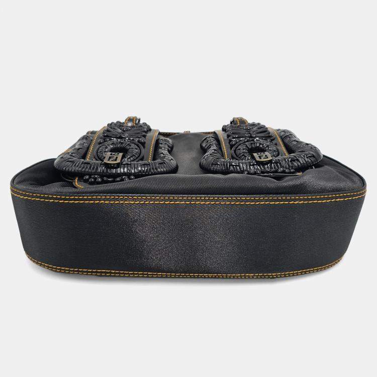 Pre Owned Fendi Pleated Satin  Shoulder Bag