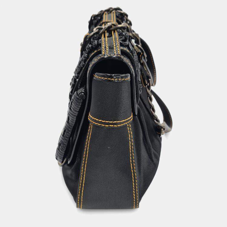 Pre Owned Fendi Pleated Satin  Shoulder Bag