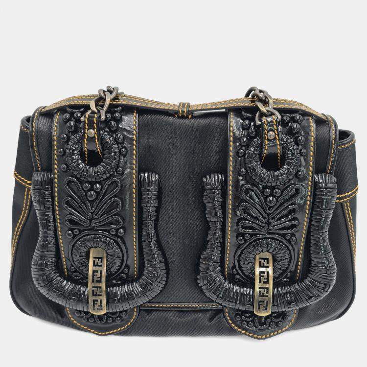 Pre Owned Fendi Pleated Satin  Shoulder Bag
