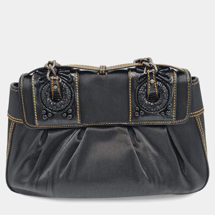 Pre Owned Fendi Pleated Satin  Shoulder Bag