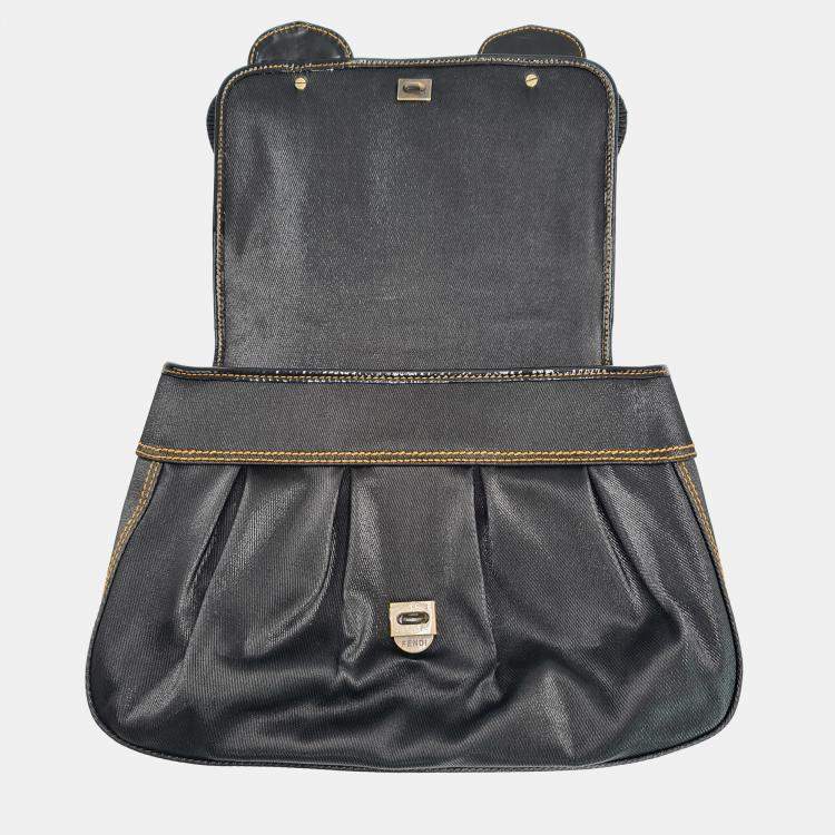 Pre Owned Fendi Pleated Satin  Shoulder Bag