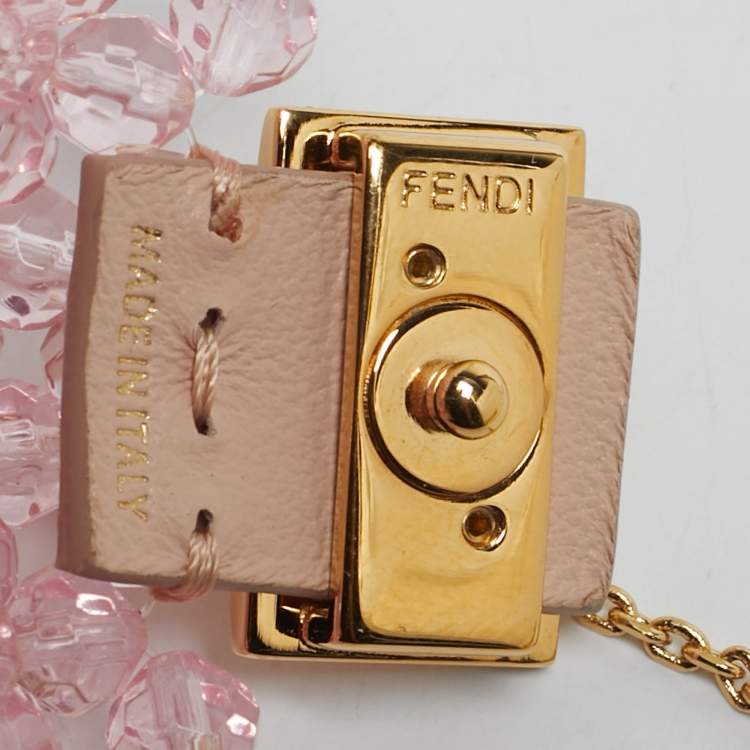 Pre Owned Fendi Pink Beaded Pico Baguette Bag