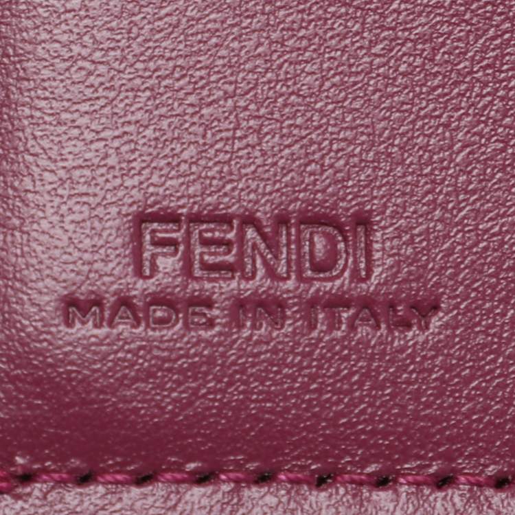 Pre Owned Fendi Burgundy Leather FF Diamond Continental Wallet