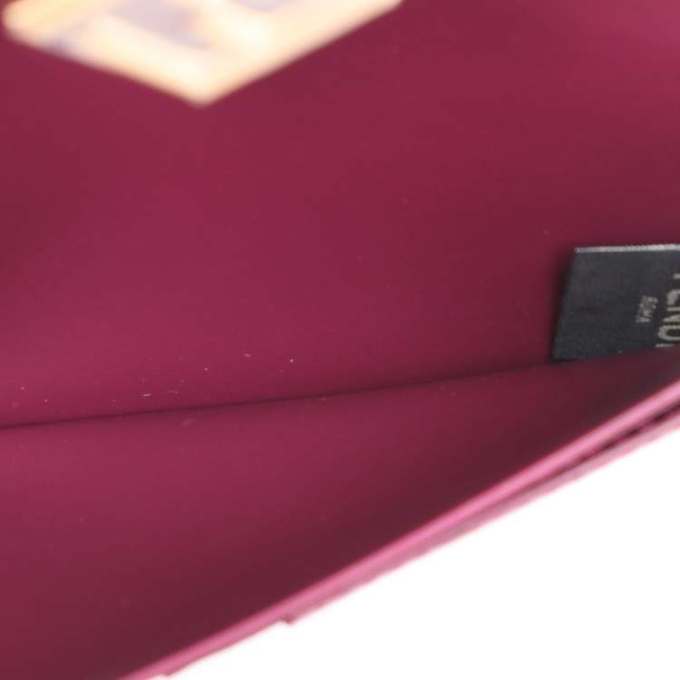 Pre Owned Fendi Burgundy Leather FF Diamond Continental Wallet