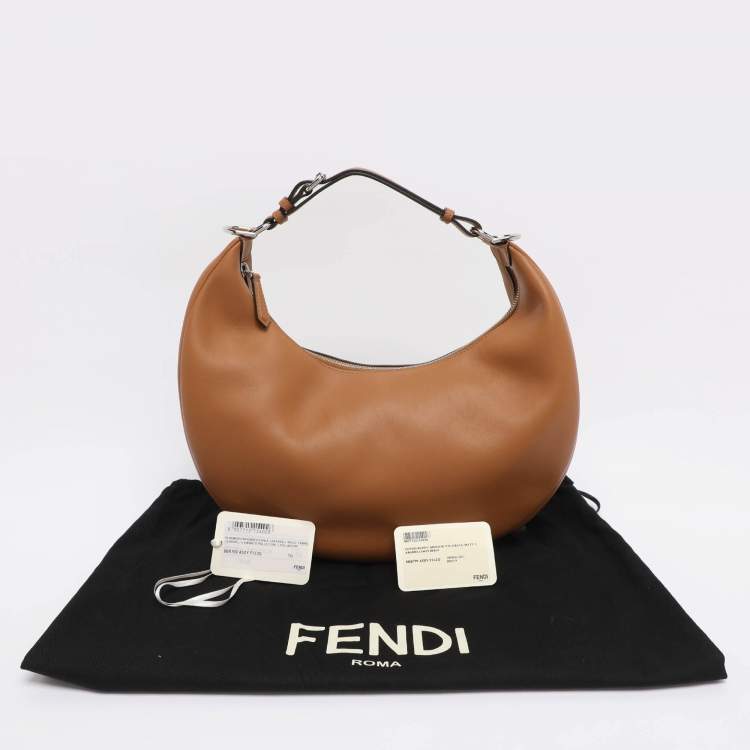 Pre Owned Fendi Brown Leather Medium Fendigraphy Hobo