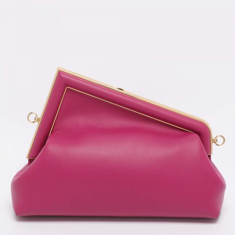 Pre Owned Fendi Burgundy Leather Fendi First Midi Shoulder Bag