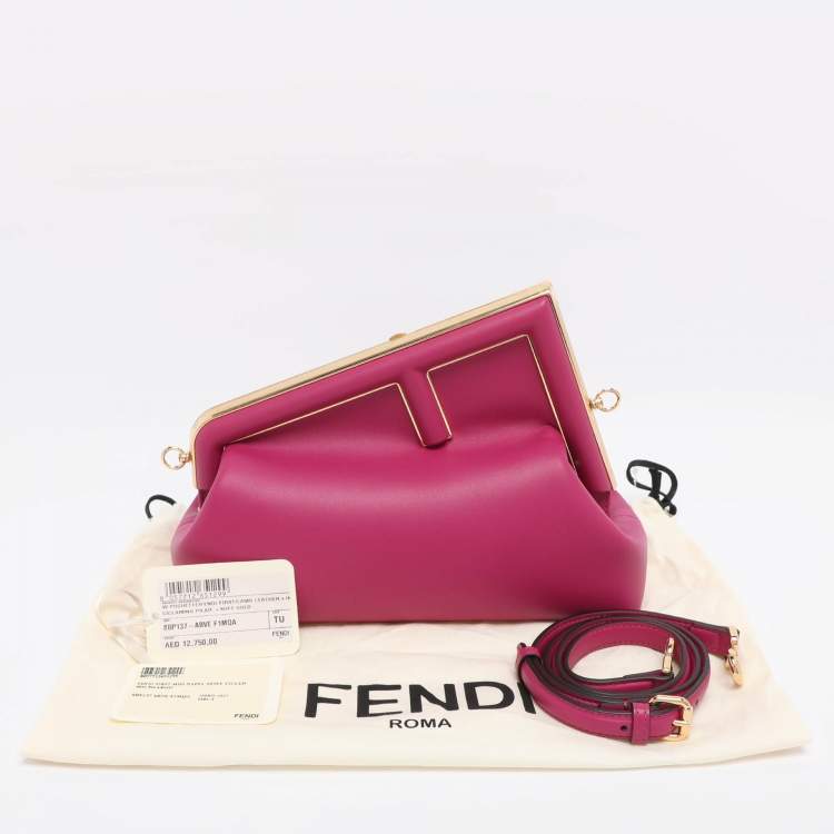 Pre Owned Fendi Burgundy Leather Fendi First Midi Shoulder Bag