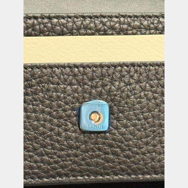 Pre Owned Fendi Black Micro Flat Baguette Cardholder With Strap