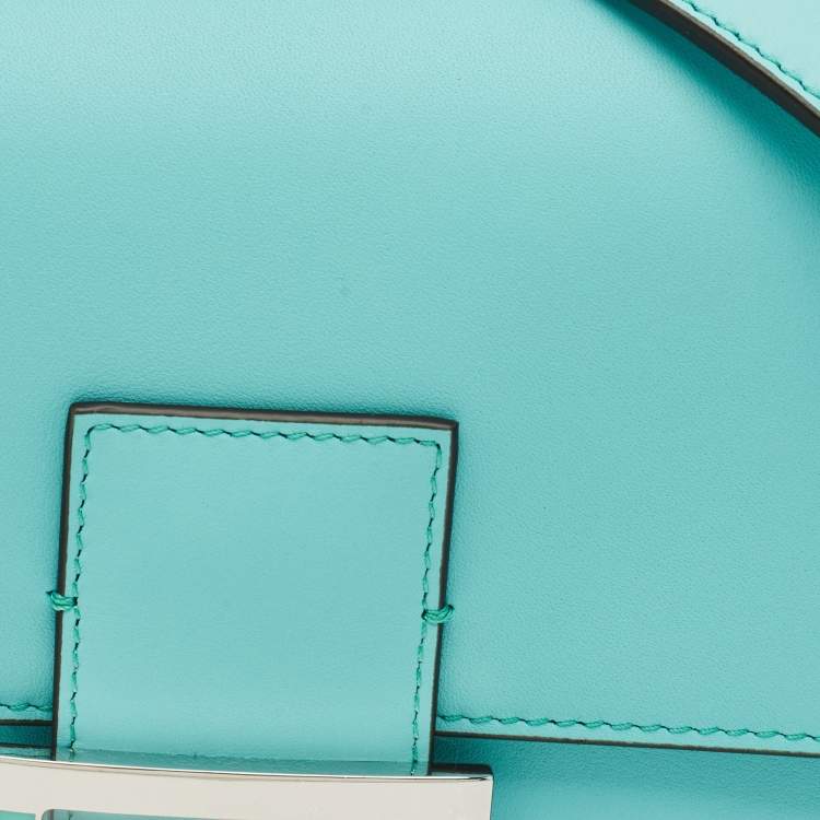 Pre Owned Fendi x Tiffany & Co. Blue Leather Sterling Silver Medium Baguette Bag