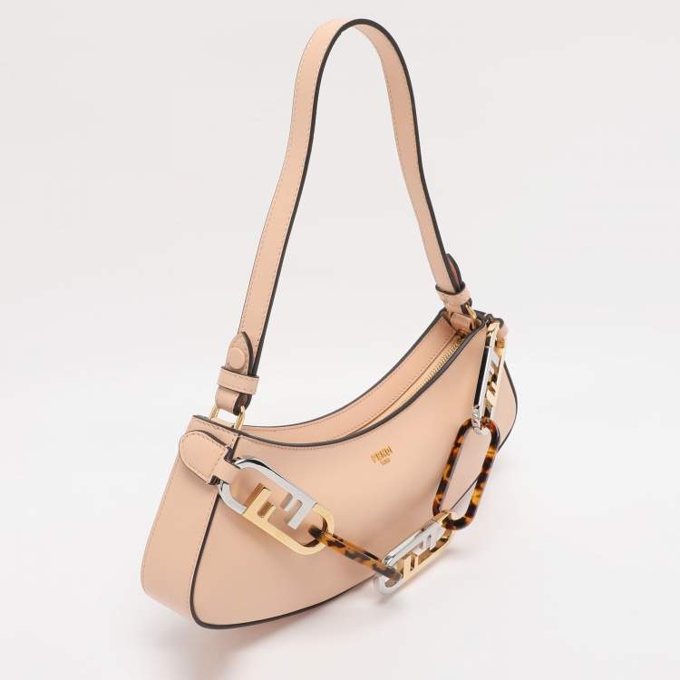 Pre Owned Fendi Light Rose Leather O'Lock Swing Shoulder Bag