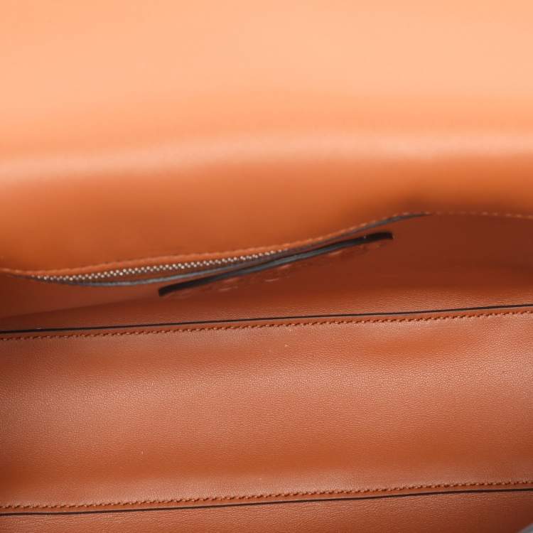 Pre Owned Fendi Brown Leather Metal Stitch Baguette Bag