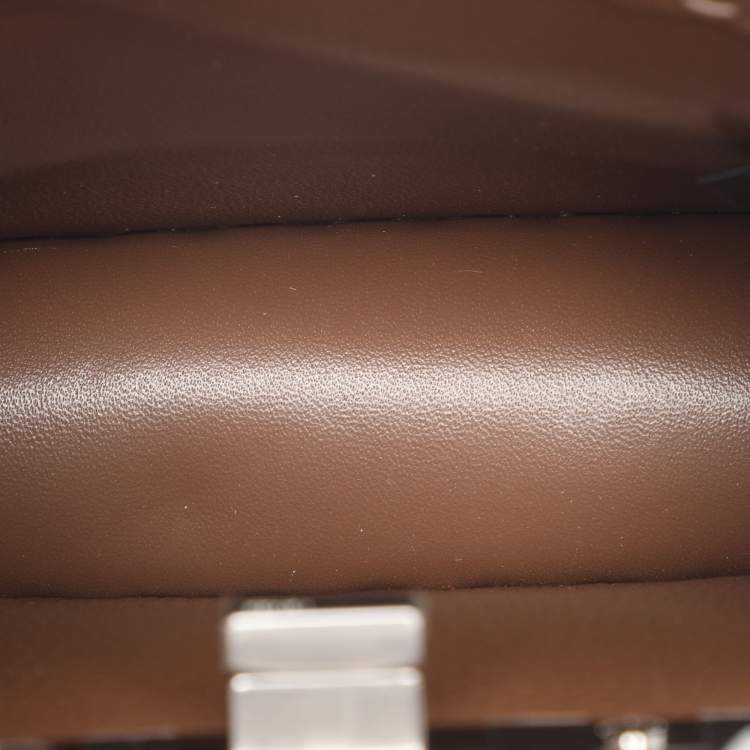 مملوكة مسبقًا Fendi Brown Stitch Selleria Leather Petite Peekaboo ISeeU Top Handle Bag