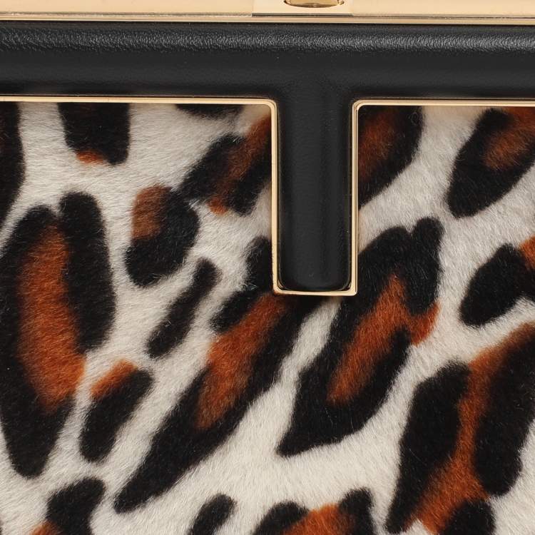 Pre Owned Fendi Multicolor Leopard Print Calfhair Small First Shoulder Bag
