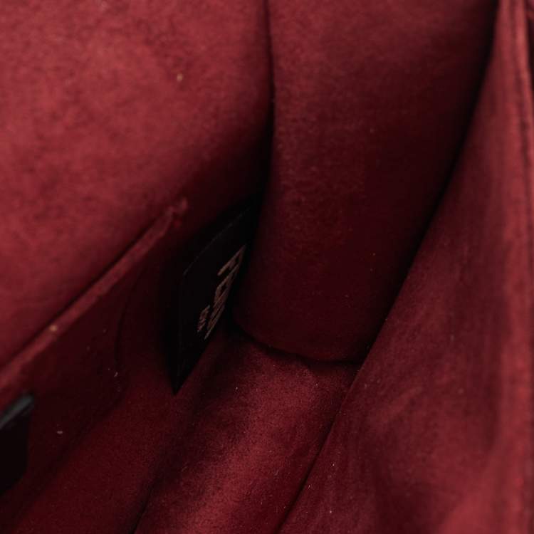 Pre Owned Fendi Dark Red/Black Python Small Scalloped Kan I Shoulder Bag