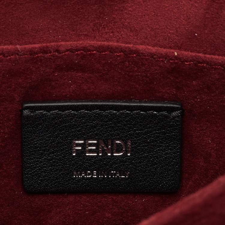 Pre Owned Fendi Dark Red/Black Python Small Scalloped Kan I Shoulder Bag