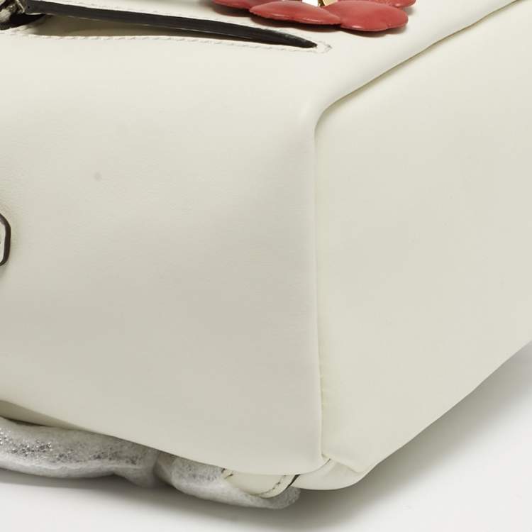 Pre Owned حقيبة ظهر فندي فلاورلاند جلد أبيض