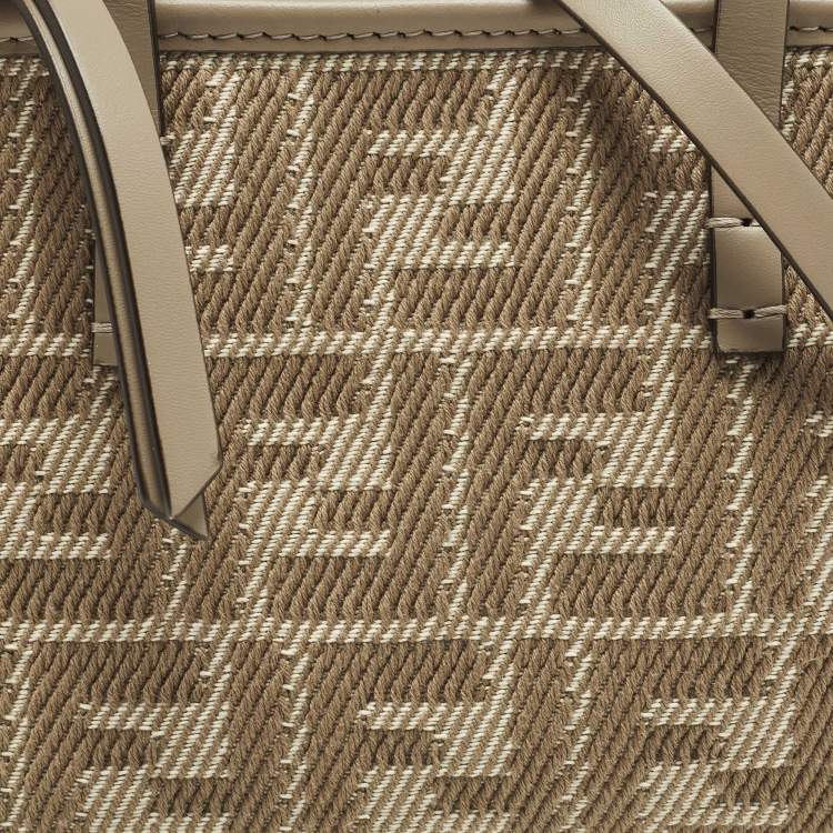 Pre Owned Fendi Roll Mini Beige Zucca Jacquard Tote