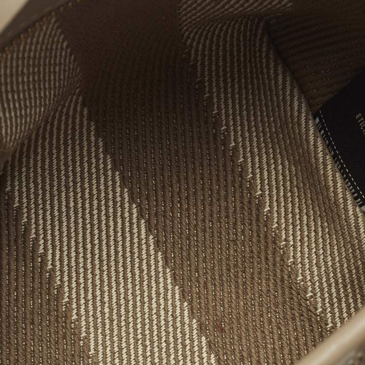 Pre Owned Fendi Roll Mini Beige Zucca Jacquard Tote