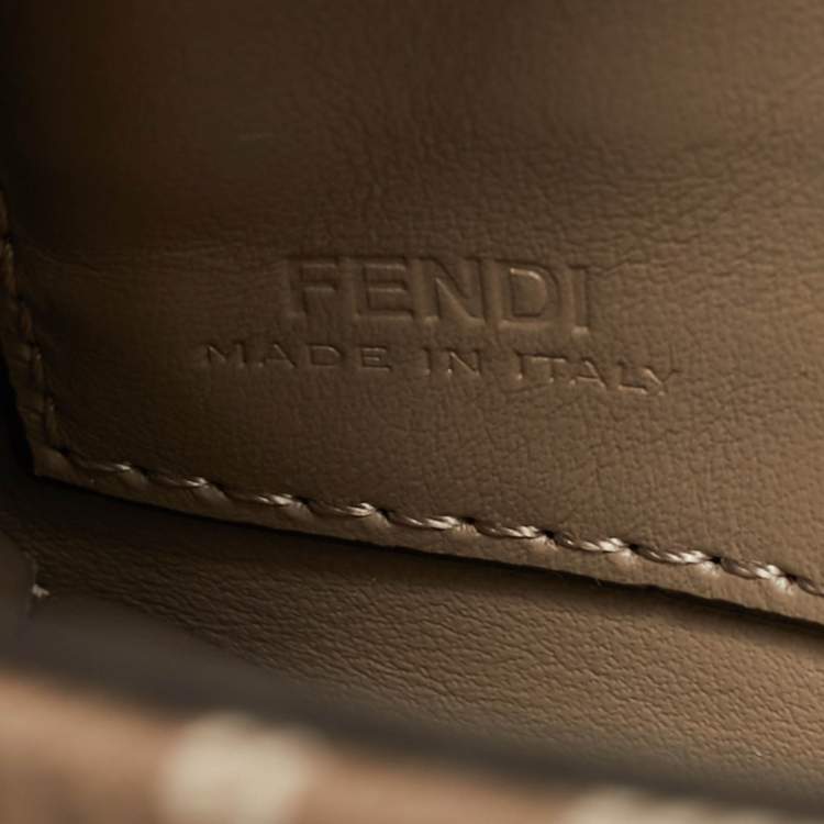 Pre Owned Fendi Baguette Beige FF Jacquard Denim Wallet On Chain