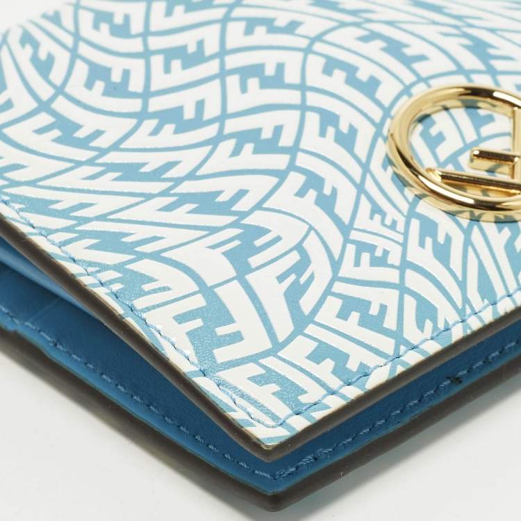 Pre Owned Fendi F is Fendi Blue/White Vertigo Leather Bifold Wallet