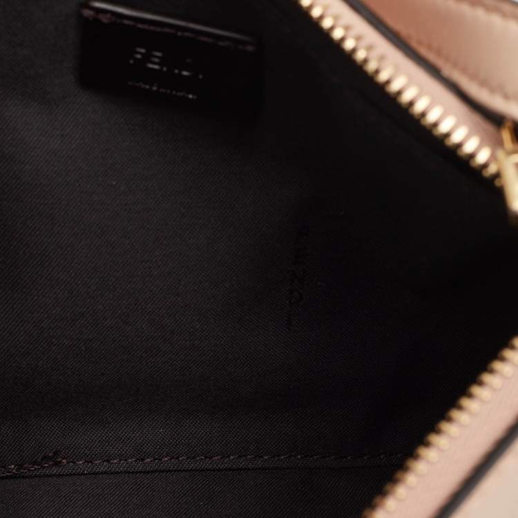 مملوكة مسبقًا Fendi Light Pink Leather Zip Pouch Crossbody Bag