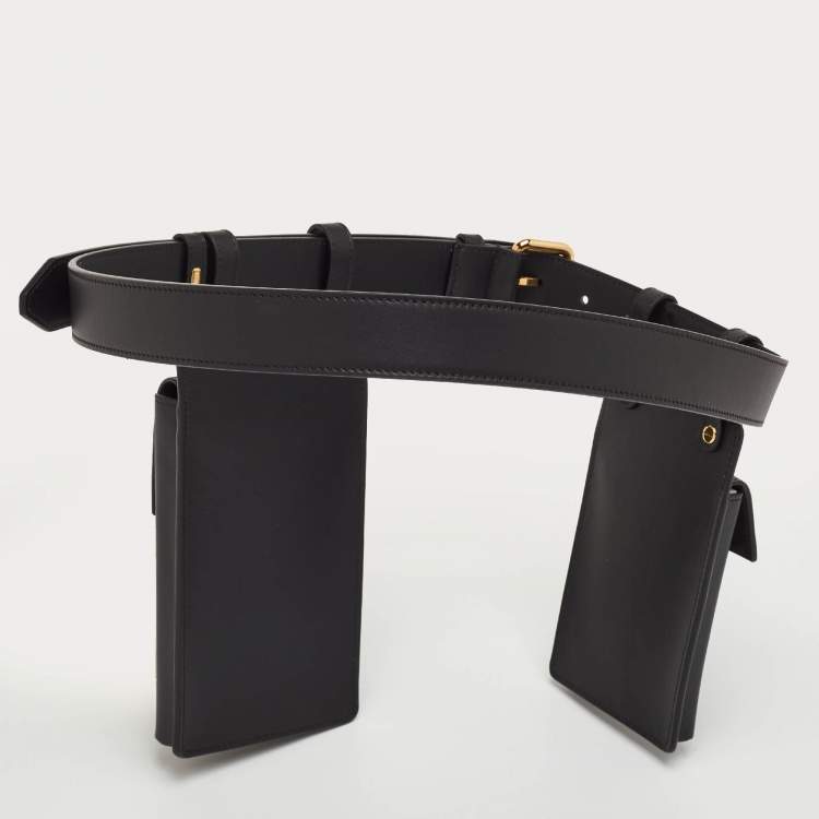 Pre Owned Fendi Black Leather Utility Pouch Tool Belt Bag