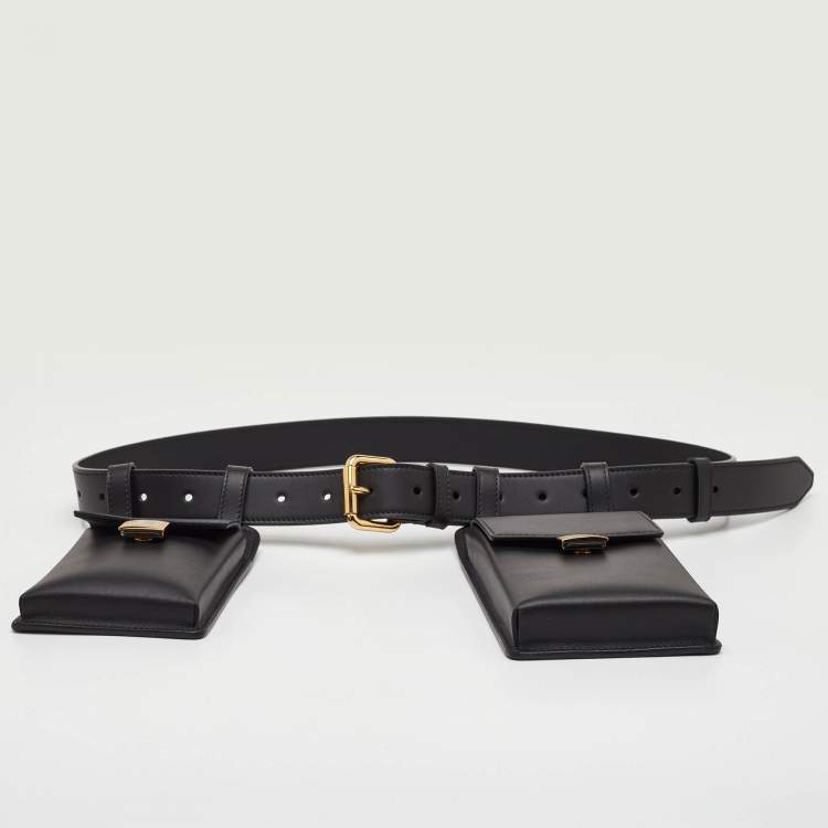 Pre Owned Fendi Black Leather Utility Pouch Tool Belt Bag