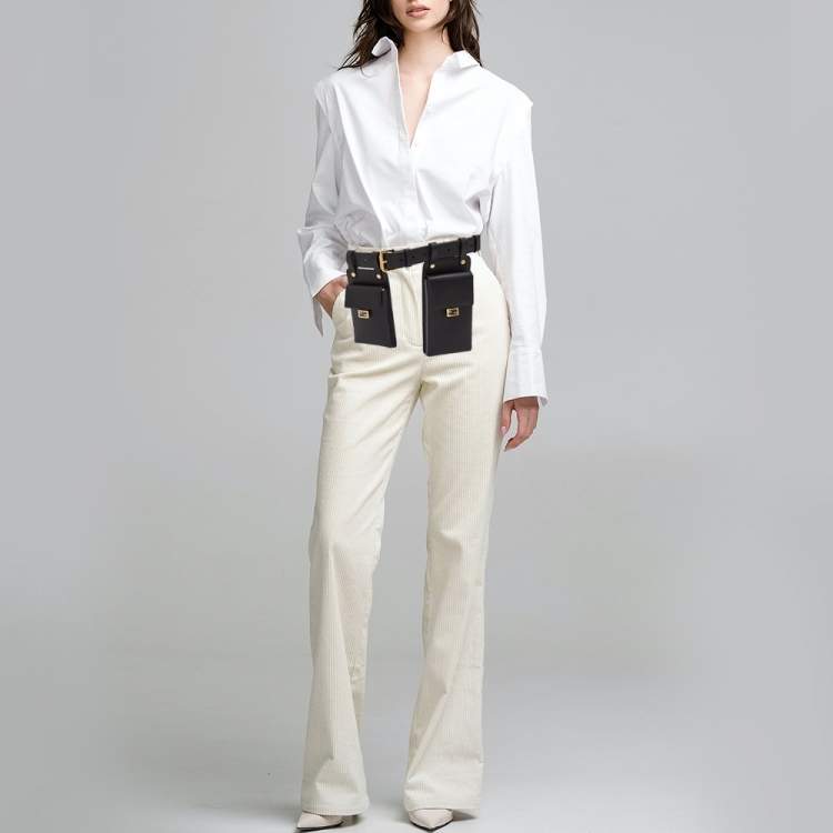 Pre Owned Fendi Black Leather Utility Pouch Tool Belt Bag